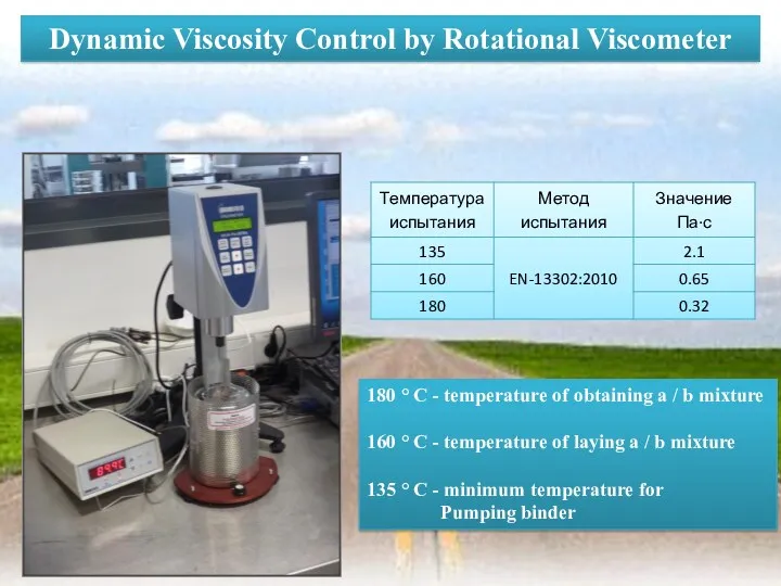 Dynamic Viscosity Control by Rotational Viscometer 180 ° C - temperature of obtaining