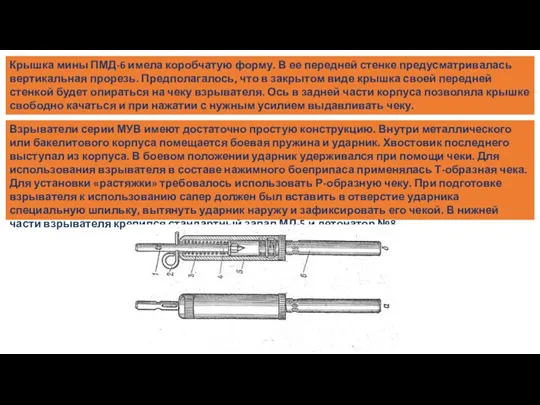 Крышка мины ПМД-6 имела коробчатую форму. В ее передней стенке