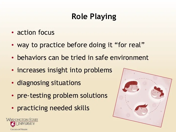 Role Playing action focus way to practice before doing it