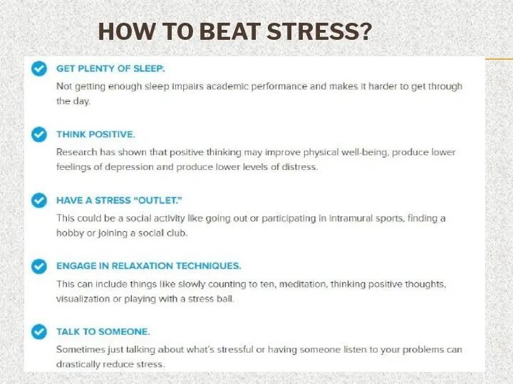 HOW TO BEAT STRESS?