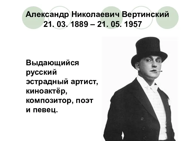 Александр Николаевич Вертинский 21. 03. 1889 – 21. 05. 1957