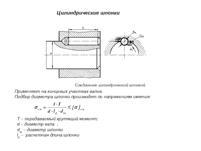 T – передаваемый крутящий момент; d – диаметр вала ;