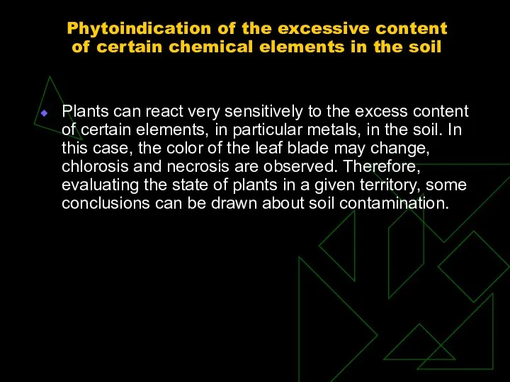 Phytoindication of the excessive content of certain chemical elements in
