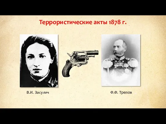 Террористические акты 1878 г. В.И. Засулич Ф.Ф. Трепов