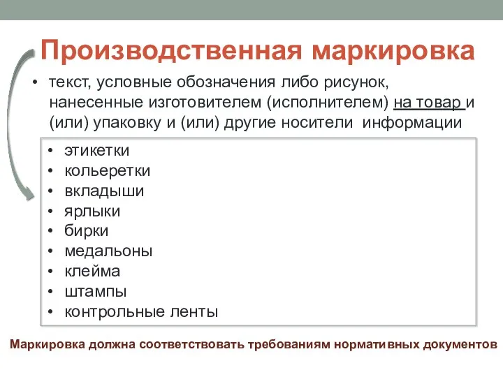 текст, условные обозначения либо рисунок, нанесенные изготовителем (исполнителем) на товар