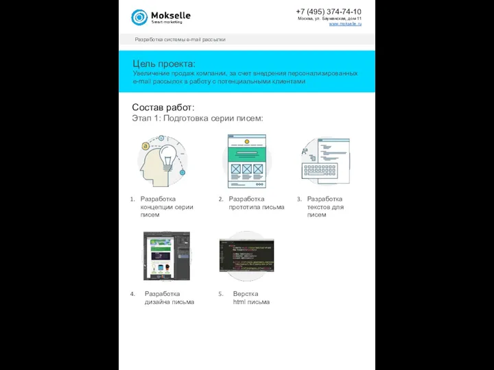 Разработка системы e-mail рассылки Состав работ: Этап 1: Подготовка серии