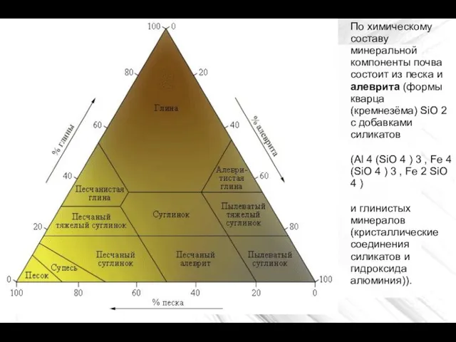 По химическому составу минеральной компоненты почва состоит из песка и