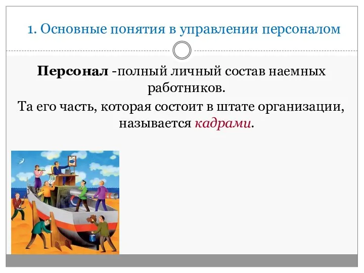 1. Основные понятия в управлении персоналом Персонал -полный личный состав