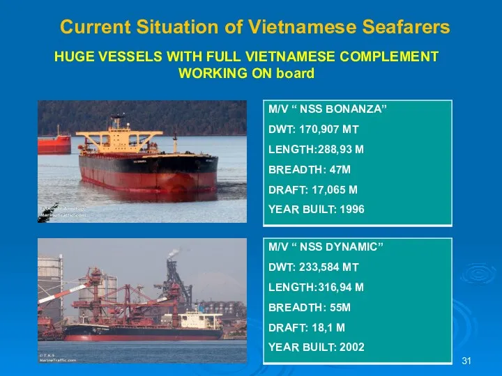 Current Situation of Vietnamese Seafarers HUGE VESSELS WITH FULL VIETNAMESE COMPLEMENT WORKING ON board