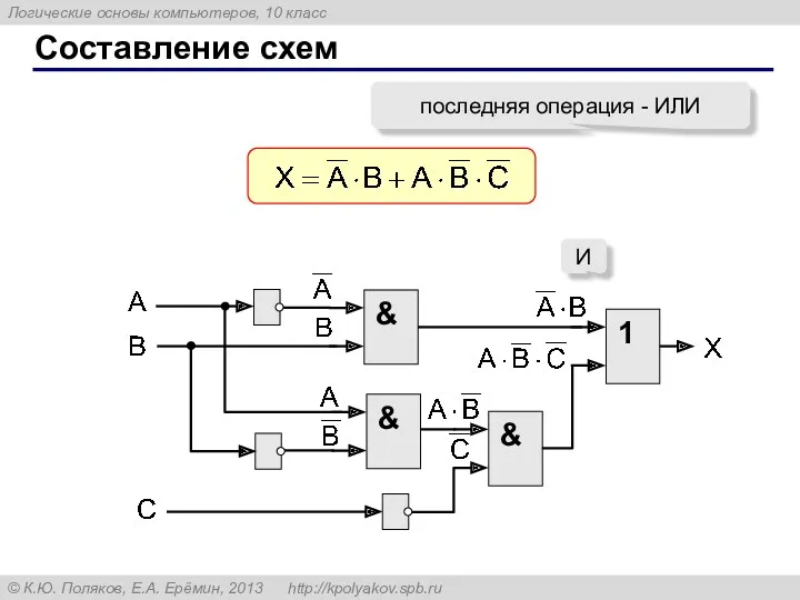 Составление схем последняя операция - ИЛИ & И