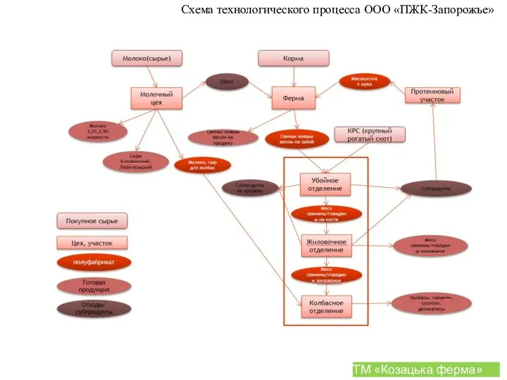 Схема технологического процесса ООО «ПЖК-Запорожье» ТМ «Козацька ферма»