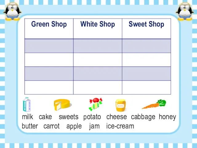 milk cake sweets potato cheese cabbage honey butter carrot apple jam ice-cream