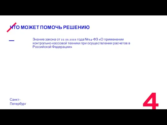 ЧТО МОЖЕТ ПОМОЧЬ РЕШЕНИЮ Санкт-Петербург Знание закона от 22.05.2003 года