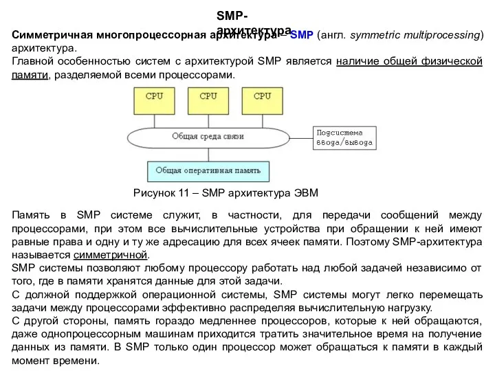 Память в SMP системе служит, в частности, для передачи сообщений