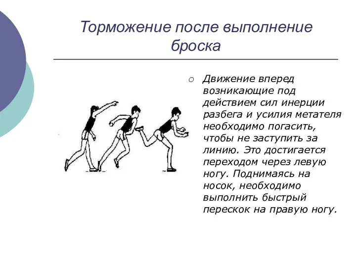 Торможение после выполнение броска Движение вперед возникающие под действием сил