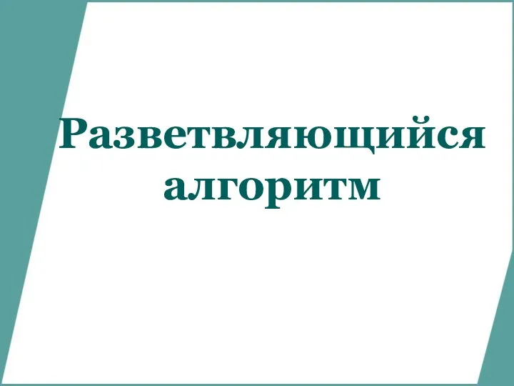 Разветвляющийся алгоритм