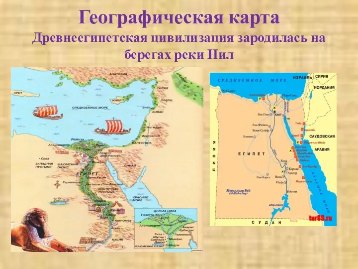 Географическая карта Древнеегипетская цивилизация зародилась на берегах реки Нил