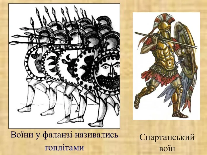 Воїни у фаланзі називались гоплітами Спартанський воїн