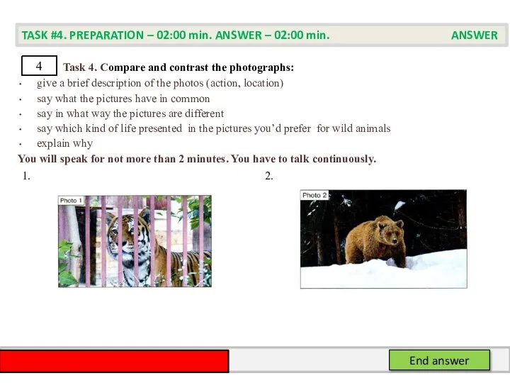 Task 4. Compare and contrast the photographs: give a brief