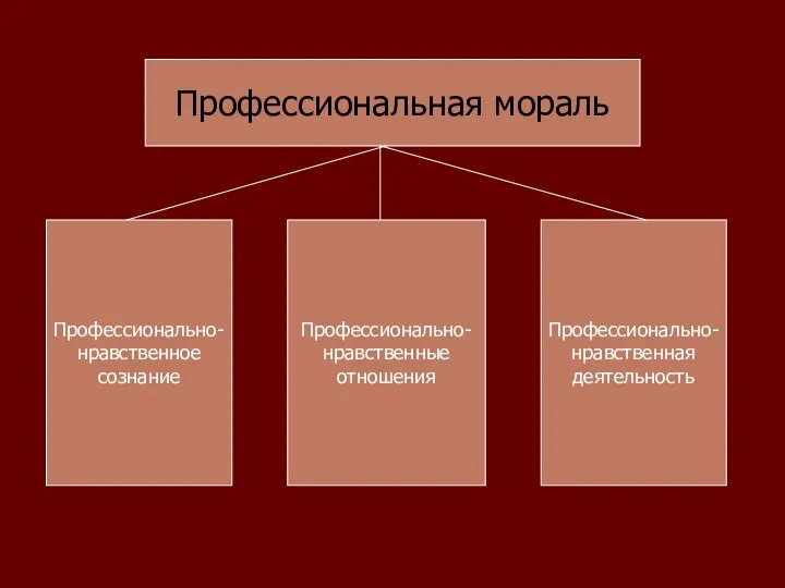 Профессиональная мораль Профессионально- нравственное сознание Профессионально- нравственные отношения Профессионально- нравственная деятельность