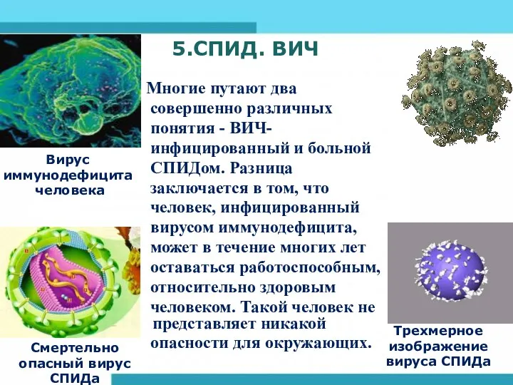 Многие путают два совершенно различных понятия - ВИЧ- инфицированный и