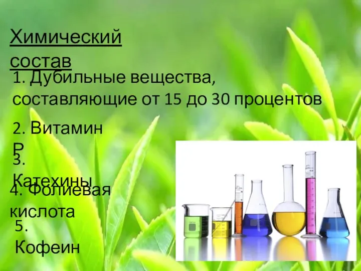 История появления чая в России 1. Дубильные вещества, составляющие от