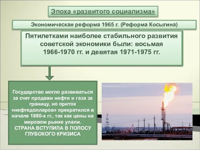 Эпоха «развитого социализма» В целом реформа дала положительный результат, но плановую экономику нельзя