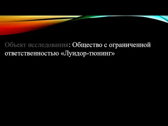 Объект исследования: Общество с ограниченной ответственностью «Луидор-тюнинг»