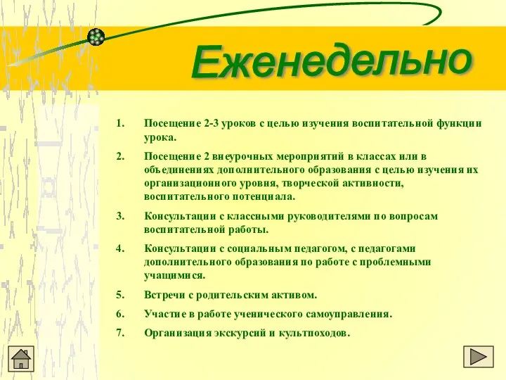 Еженедельно Посещение 2-3 уроков с целью изучения воспитательной функции урока.