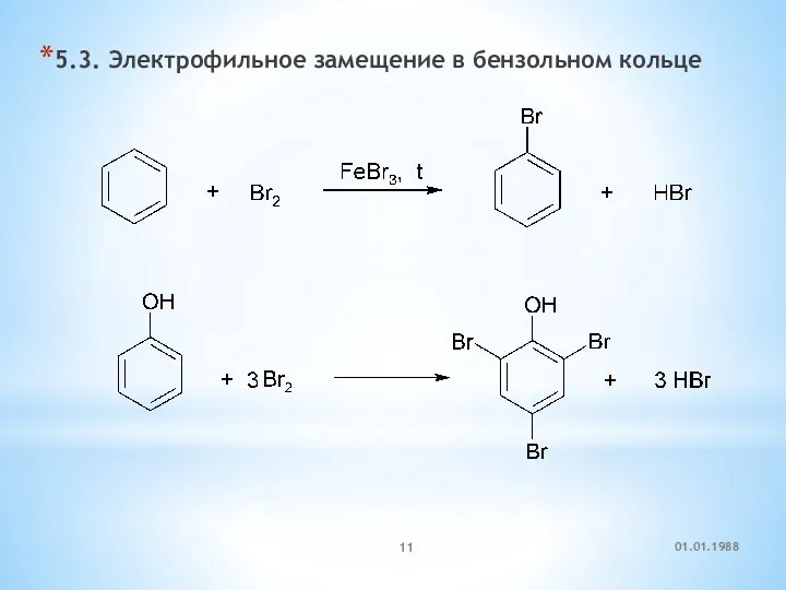 5.3. Электрофильное замещение в бензольном кольце 01.01.1988