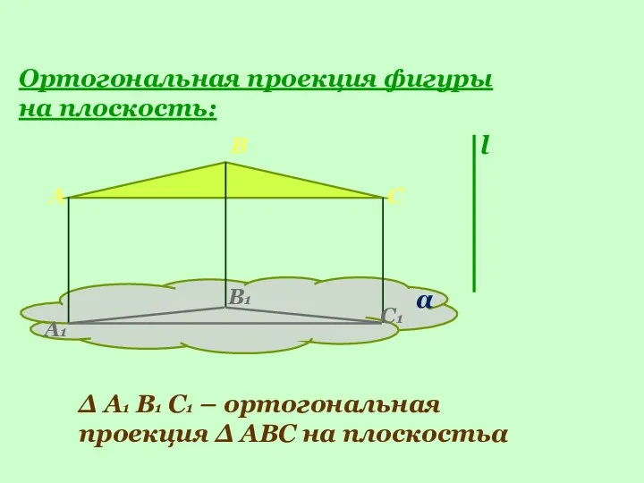 Ортогональная проекция фигуры на плоскость: l A B C α