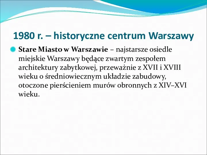1980 r. – historyczne centrum Warszawy Stare Miasto w Warszawie
