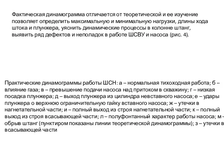 Фактическая динамограмма отличается от теоретической и ее изучение позволяет определить