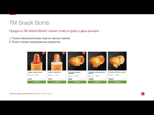 ТМ Snack Bomb Продукты ТМ «Snack Bomb» можно отнести сразу