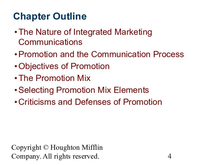 Copyright © Houghton Mifflin Company. All rights reserved. Chapter Outline