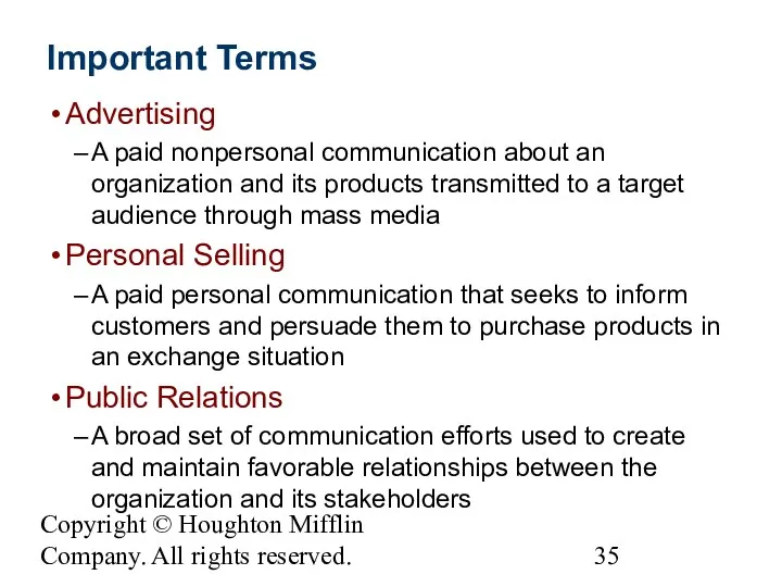 Copyright © Houghton Mifflin Company. All rights reserved. Important Terms