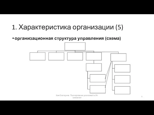 1. Характеристика организации (5) организационная структура управления (схема) Ким Екатерина. Планирование рекламной и PR-кампании