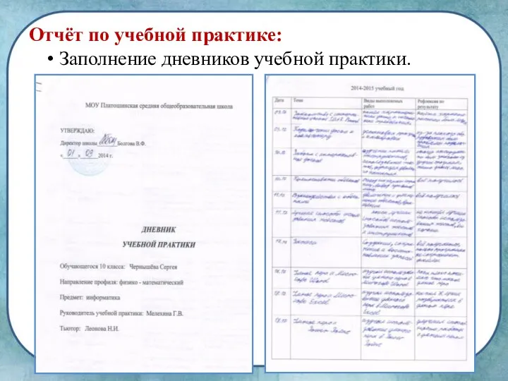 Отчёт по учебной практике: Заполнение дневников учебной практики.