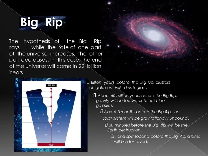 Big Rip The hypothesis of the Big Rip says -