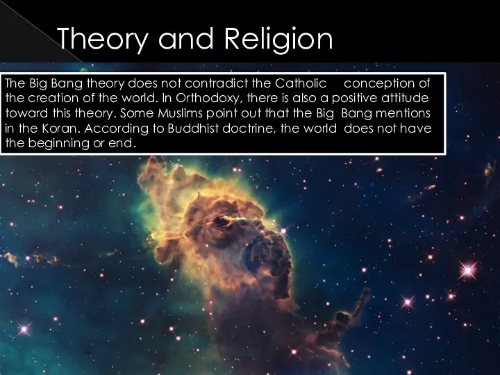 Theory and Religion The Big Bang theory does not contradict