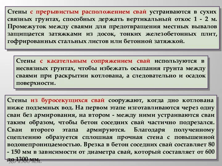 Стены с касательным сопряжением свай используются в несвязных грунтах, чтобы