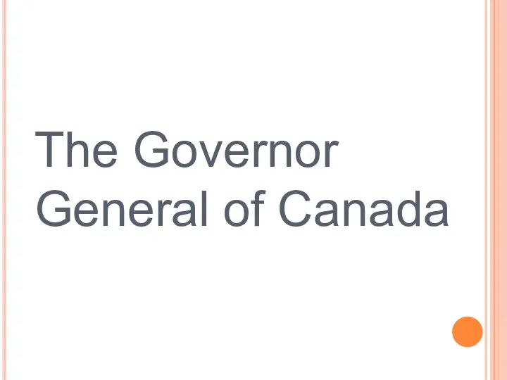 The Governor General of Canada