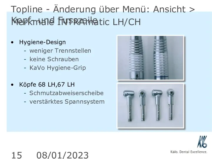 08/01/2023 Topline - Änderung über Menü: Ansicht > Kopf- und