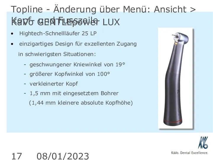 08/01/2023 Topline - Änderung über Menü: Ansicht > Kopf- und