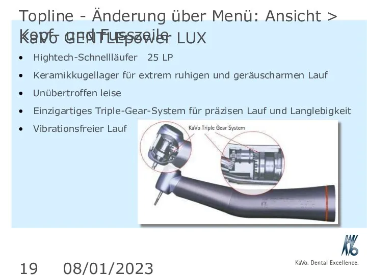 08/01/2023 Topline - Änderung über Menü: Ansicht > Kopf- und