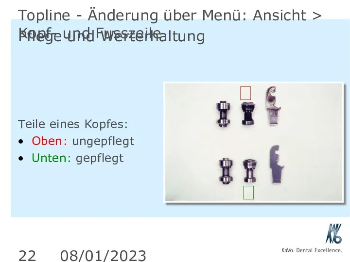 08/01/2023 Topline - Änderung über Menü: Ansicht > Kopf- und