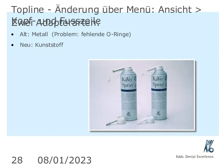 08/01/2023 Topline - Änderung über Menü: Ansicht > Kopf- und