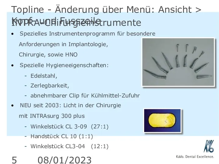 08/01/2023 Topline - Änderung über Menü: Ansicht > Kopf- und
