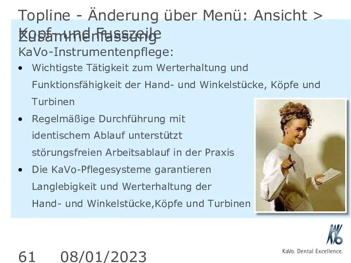 08/01/2023 Topline - Änderung über Menü: Ansicht > Kopf- und