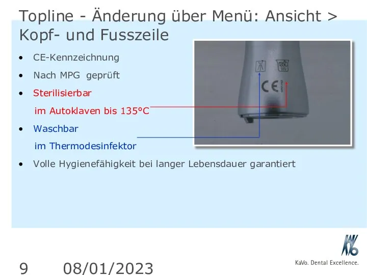 08/01/2023 Topline - Änderung über Menü: Ansicht > Kopf- und